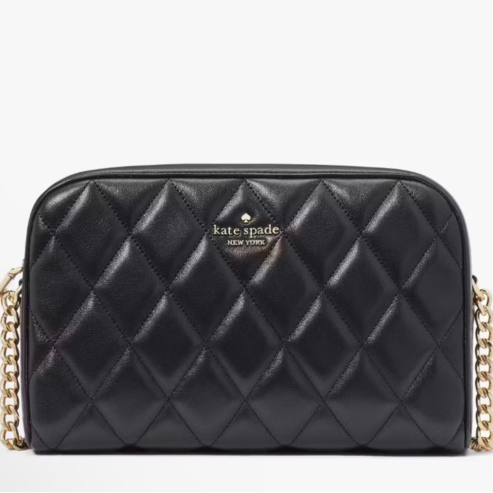 Kate Spade Carey Mini Black Quilted Smooth Leather Camera Crossbody Bag